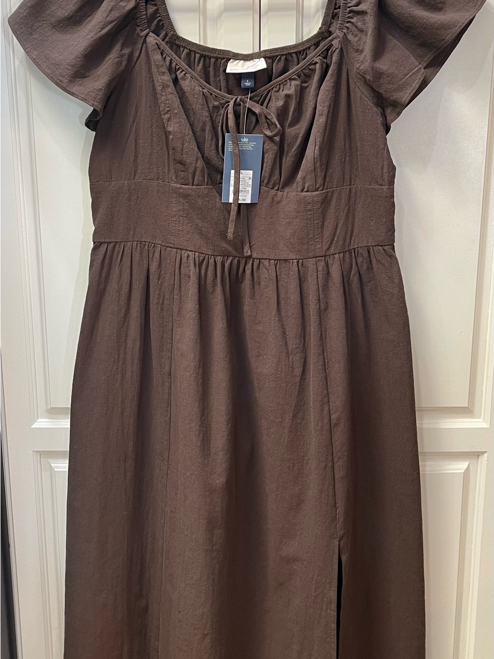 Universal Thread Brown Puff Sleeve Midi Dress NWT Size L